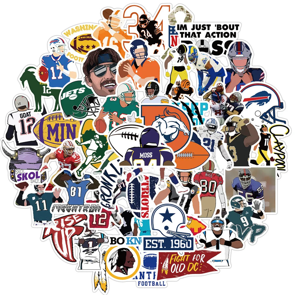 50PCS American Football Graffiti Stickers DIY Decorative Suitcase Motorcycle Trolley Case Notebook Stickers
