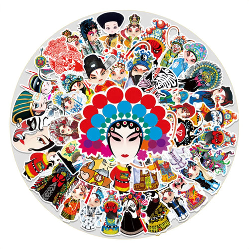 50PCS Cartoon Theatre Opera face painting character decorative style graffiti stickers, personalized, fashionable and creative DIY exquisite decorative decal cups, helmets, skateboard popular sticker toys