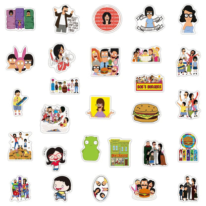 50PCS New Bob Hamburger Graffiti Sticker Notebook Skateboard Car Trunk Refrigerator Waterproof Sticker Custom