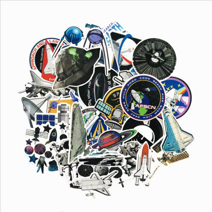 50 Spacecraft Space Station Stickers, Luggage, Laptop, Guitar, Helmet Doodle Decoration Toys