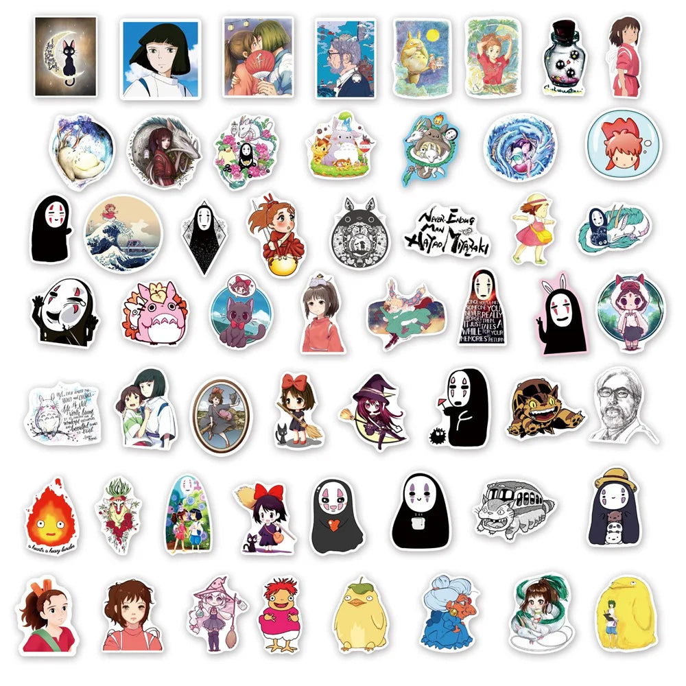 100PCS Hayao Miyazaki Animation Chihiro Graffiti Sticker Suitcase Guitar Car Computer Waterproof Skateboard Guitar