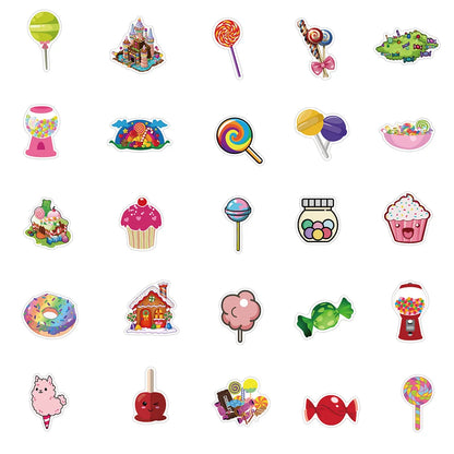 50PCS Color Candy Graffiti Stickers Cute Waterproof Laptop Phone Case Car Decoration Stickers