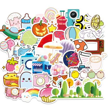 50 cartoon airplane graffiti stickers, stickers for decorating suitcases, guitars, laptops, mobile phones, helmets, toys