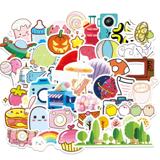 50 cartoon airplane graffiti stickers, stickers for decorating suitcases, guitars, laptops, mobile phones, helmets, toys