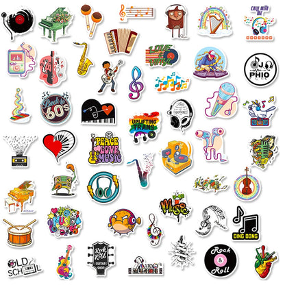 50PCS Cartoon Punk Rock Music Creative Decoration Sticker Scrapbook Notebook Children Toy Gift Sticker
