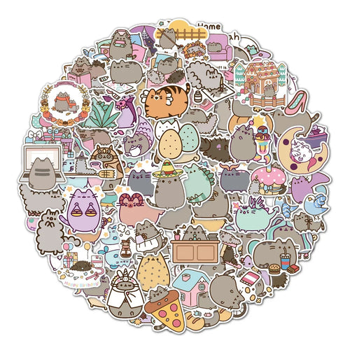 55pcs Cartoon Cute Fat Kitten Cartoon Graffiti Luggage Guitar Skateboard Computer Waterproof Sticker