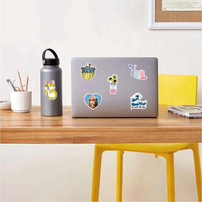 50 pieces of cartoon and fresh graffiti stickers, personalized waterproof trolley luggage water cup aesthetic graffiti VSCO decorative sticker toys