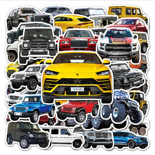 50PCS cartoon and cool car decoration style graffiti stickers, personalized and fashionable creative trend DIY exquisite decorative decal cups, helmets, skateboard popular sticker toys