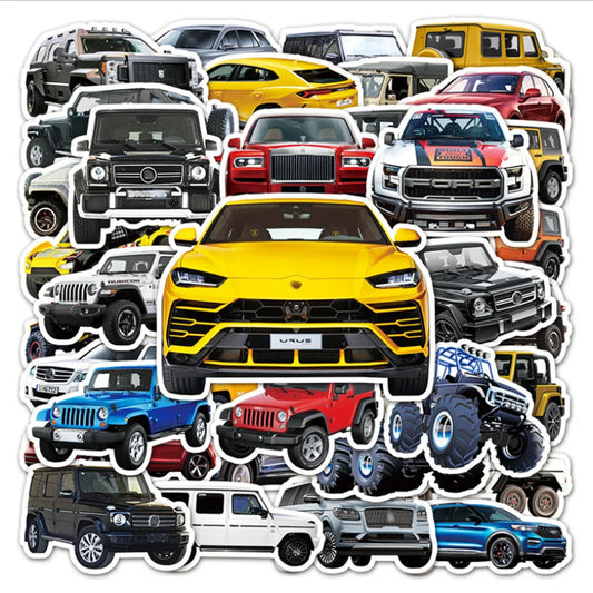 50PCS cartoon and cool car decoration style graffiti stickers, personalized and fashionable creative trend DIY exquisite decorative decal cups, helmets, skateboard popular sticker toys