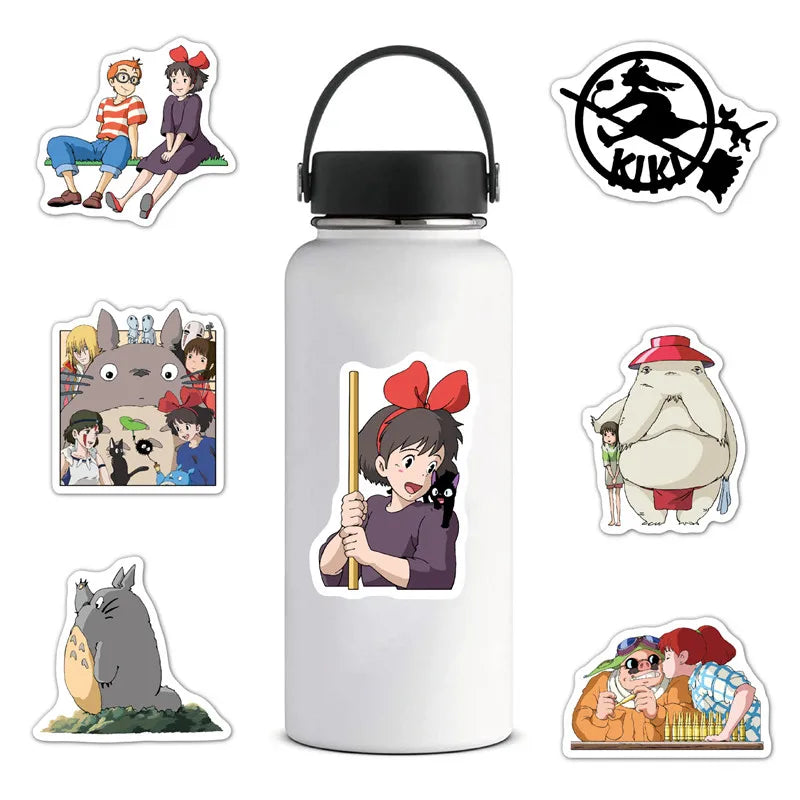 50PCS   Hayao Miyazaki My Neighbor Totoro Little Witch Anime Cartoon Graffiti Waterproof Notebook Skateboard Stickers
