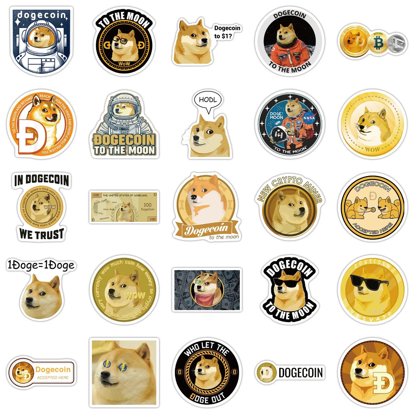 50PCS Cartoon Cute Dog Coin Graffiti Stickers Personalized Decoration Motorcycle Luggage Notebook Stickers