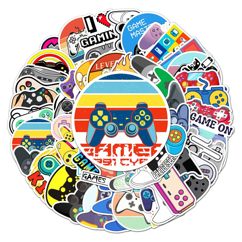 /50PCS Cartoon Gamepad Graffiti Children Stickers Luggage Mobile Phone Case Laptop Waterproof PVC Stickers