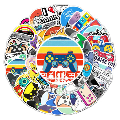 /50PCS Cartoon Gamepad Graffiti Children Stickers Luggage Mobile Phone Case Laptop Waterproof PVC Stickers