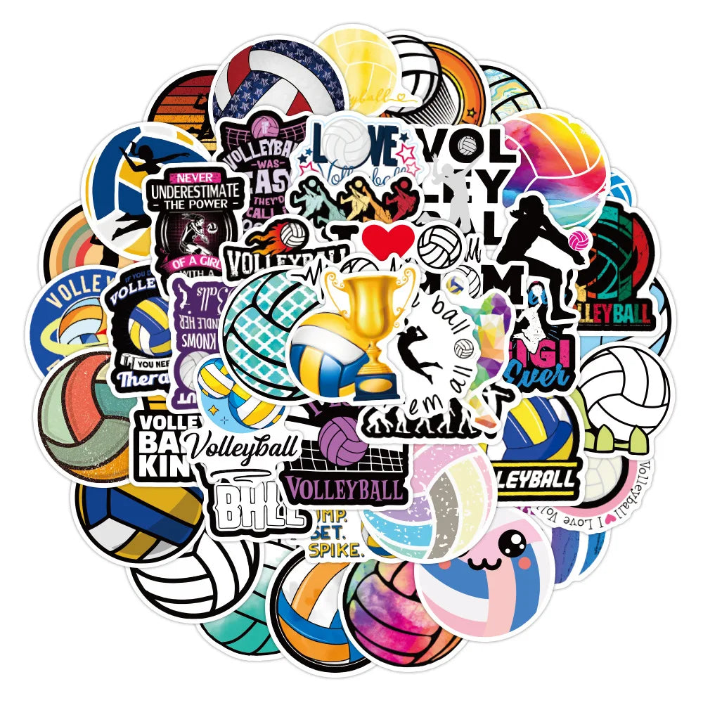 50PCS Art Illustration Popular Creative Cartoon Sports Volleyball Series Decorative Style Graffiti Stickers Personalised Fashion Creative DIY Exquisite Decorative Decals Suitable For Cups, Helmets, Skateboards Popular Stickers Toys