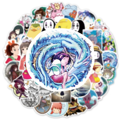100PCS Hayao Miyazaki Animation Chihiro Graffiti Sticker Suitcase Guitar Car Computer Waterproof Skateboard Guitar