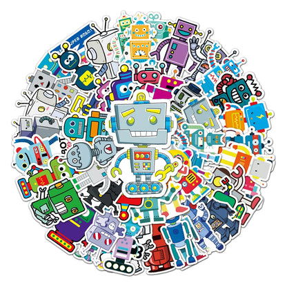 50PCS Robot Graffiti Sticker Personality Cartoon Cute  Sticker DIY Skateboard Luggage Sticker