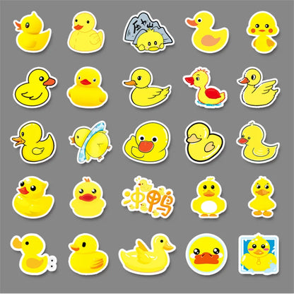 50 pieces of cute cartoon yellow duck decorative style graffiti stickers, personalized, fashionable and creative DIY exquisite decorative sticker cups, helmets, skateboard popular sticker toys