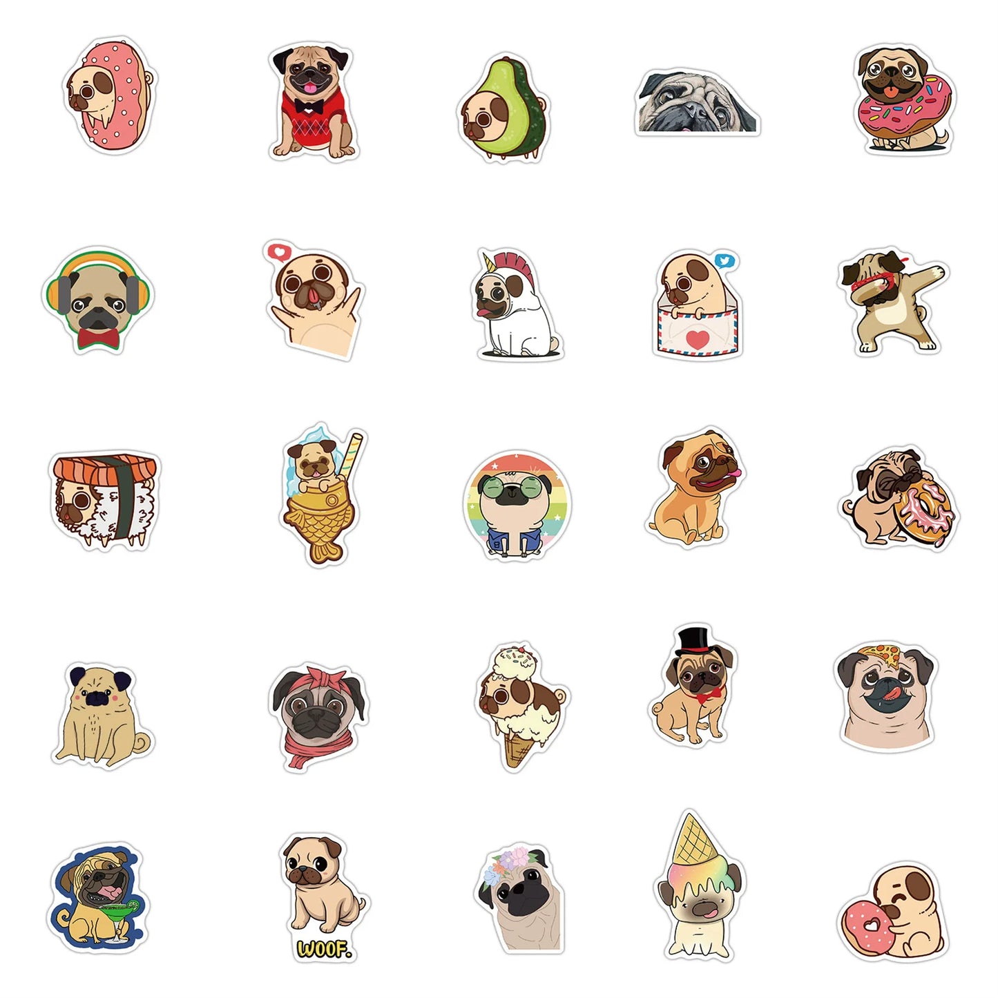 50PCS Cartoon Cute Pet Dog Bulldog Hand Account Material Mobile Luggage Decoration StickerPersonality Reward Toy Wholesale