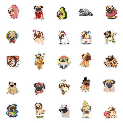 50PCS Cartoon Cute Pet Dog Bulldog Hand Account Material Mobile Luggage Decoration StickerPersonality Reward Toy Wholesale