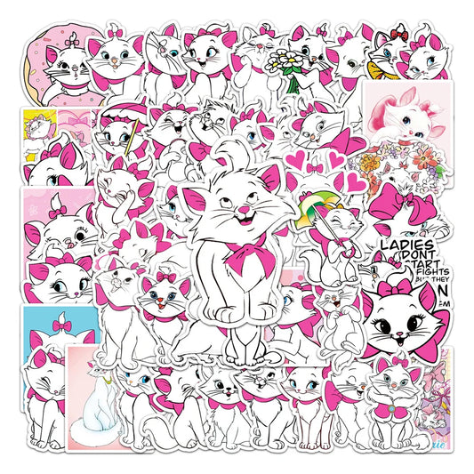 50PCS Mary Cat Cartoon Fashion Stickers Computer Mobile Phone Luggage Skateboard Stickers