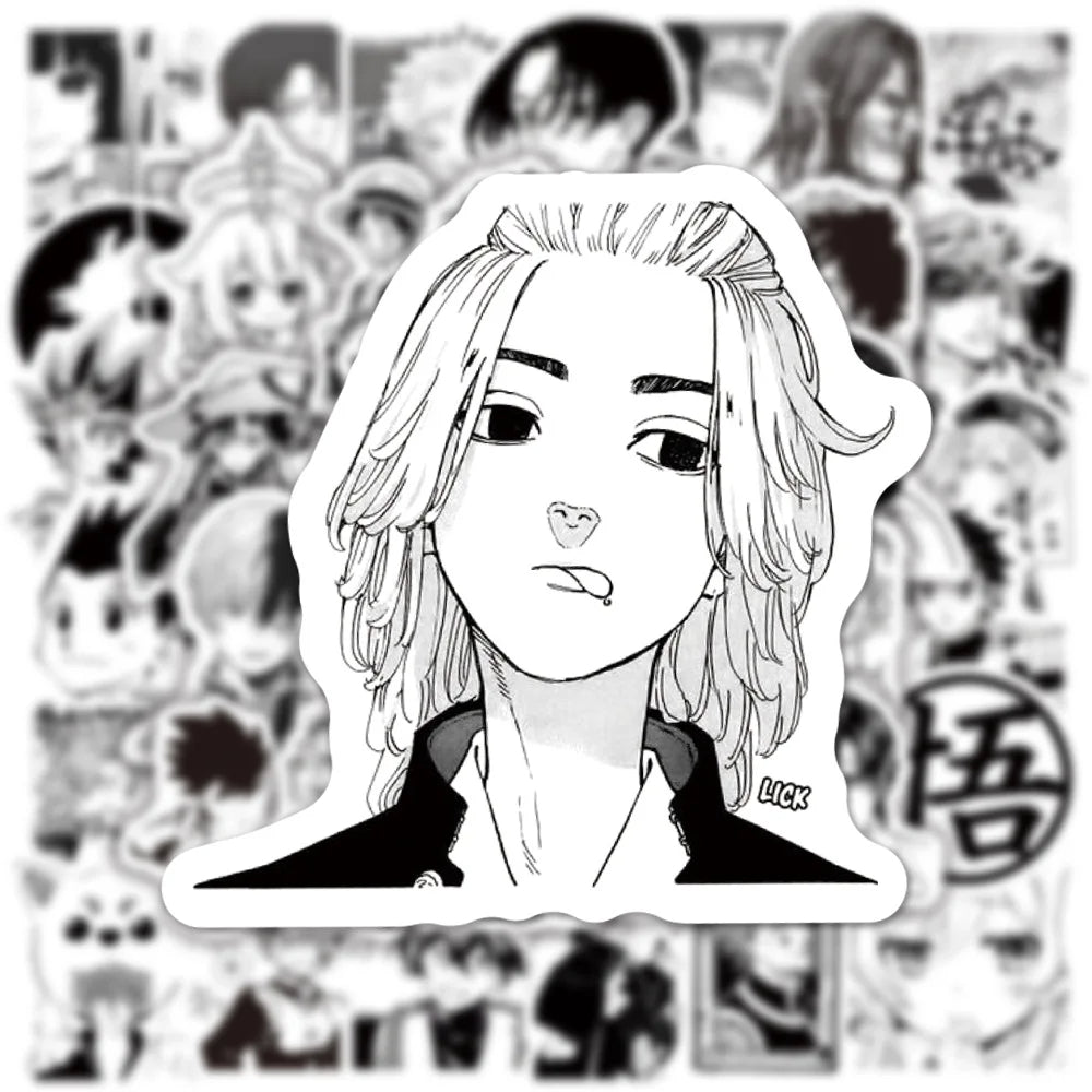 50PCS Mixed Anime Graffiti Demon Slayer/Tokyo Avengers/Hero Academy/Manga Style Helmet Laptop Cute Sticker