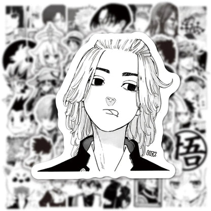 50PCS Mixed Anime Graffiti Demon Slayer/Tokyo Avengers/Hero Academy/Manga Style Helmet Laptop Cute Sticker