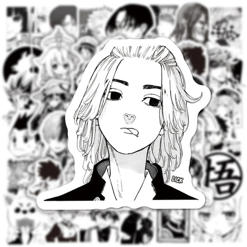 50PCS Mixed Anime Graffiti Demon Slayer/Tokyo Avengers/Hero Academy/Manga Style Helmet Laptop Cute Sticker