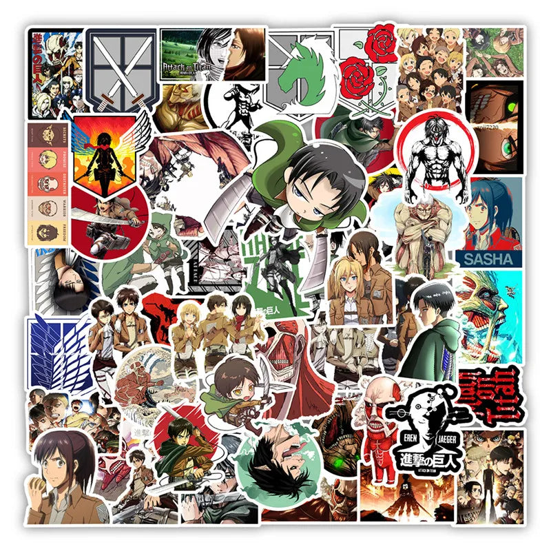 50PCS Anime Attack on Titan graffiti stickers car phone laptop indoor luggage graffiti waterproof decorative stickers