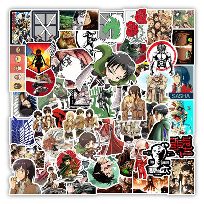 50PCS Anime Attack on Titan graffiti stickers car phone laptop indoor luggage graffiti waterproof decorative stickers