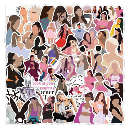 50PCS Singer Ariana Grande Personalized Decoration Graffiti Waterproof Sticker Luggage Compartment NotebookHelmet