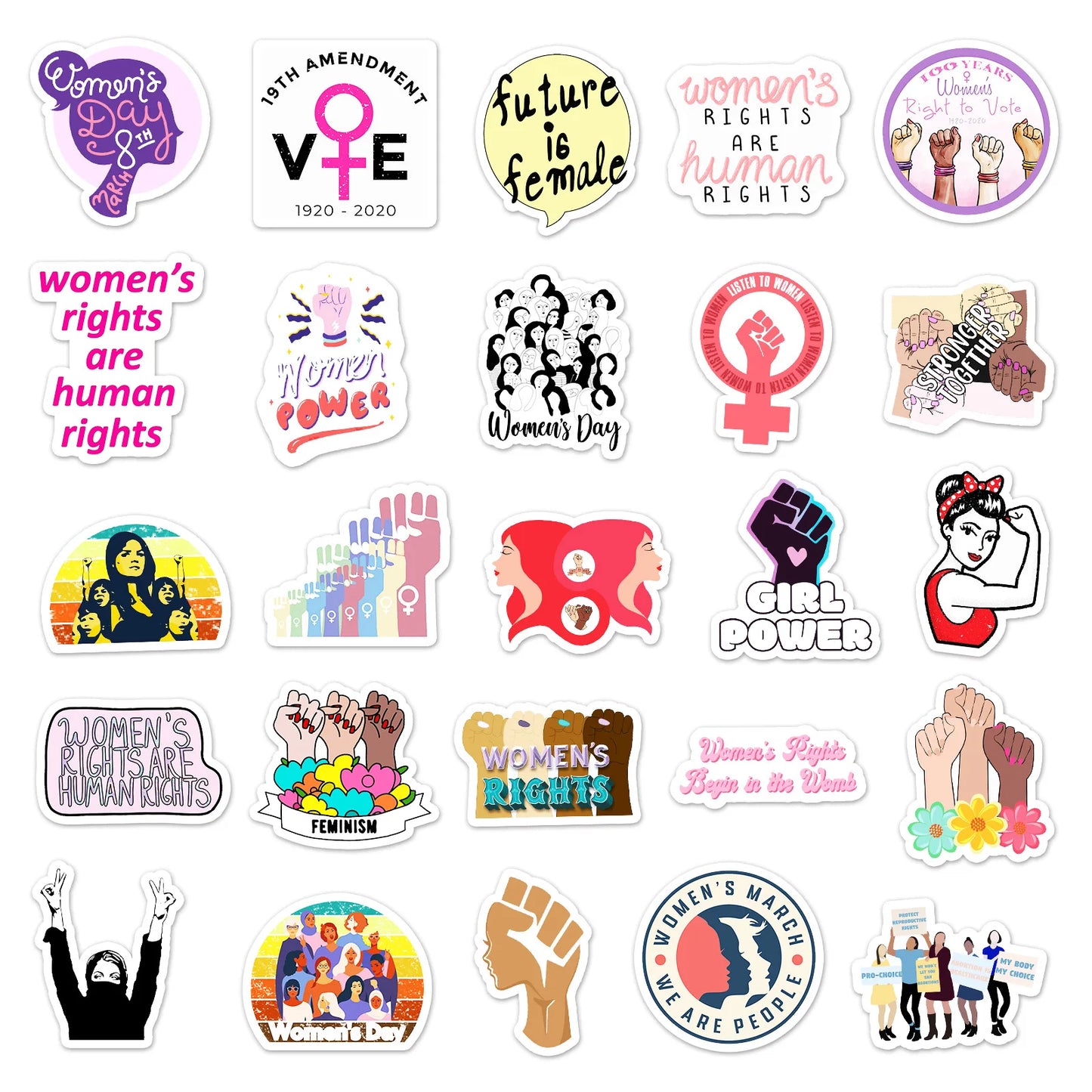 50PCS New Feminist Cartoon Graffiti Waterproof Sticker Suitcase Notebook Refrigerator Skateboard Water Cup Helmet