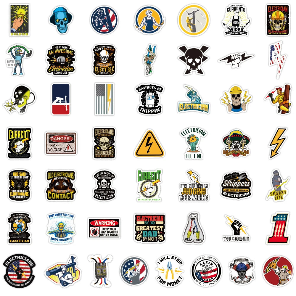 50PCS New Electrician Series Graffiti Stickers Waterproof Luggage Laptop Scooter Water Cup Stickers