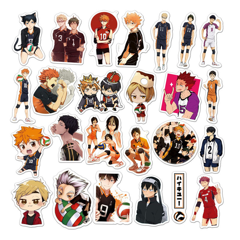 50PCS Haikyu!! Inspired Stickers, Volleyball Anime Doodles with Dynamic Action for Fans and Sporty Vibes