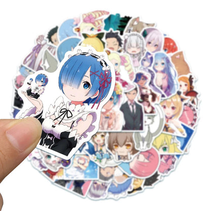 50PCS Life in Another World Cool Guitar Skateboard Notebook Waterproof Helmet Anime Cute Rem Graffiti DIY Sticker