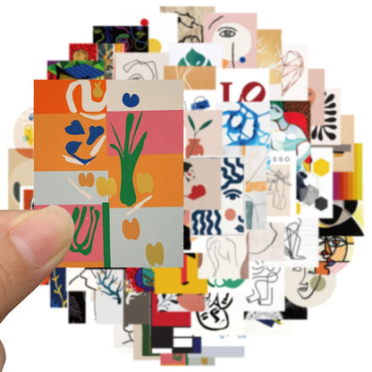 50PCS Art Illustration Popular Creative Cartoon Painting Artwork Series Decorative Style Doodle Stickers Personalised Fashion Creative DIY Exquisite Decorative Decals Suitable For Mugs, Helmets, Skateboards Popular Stickers Toys