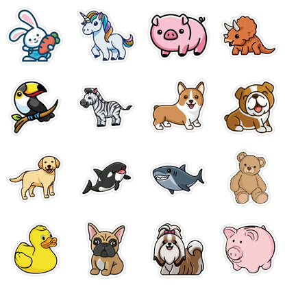 50 pieces of cartoon cute little animal decorative style graffiti stickers, personalized, fashionable and creative DIY exquisite decorative decal cups, helmets, skateboard popular sticker toys