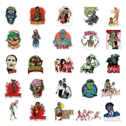 50PCS Zombie Graffiti Sticker Personality Horror DIY Handbook Notebook Skateboard Luggage Sticker