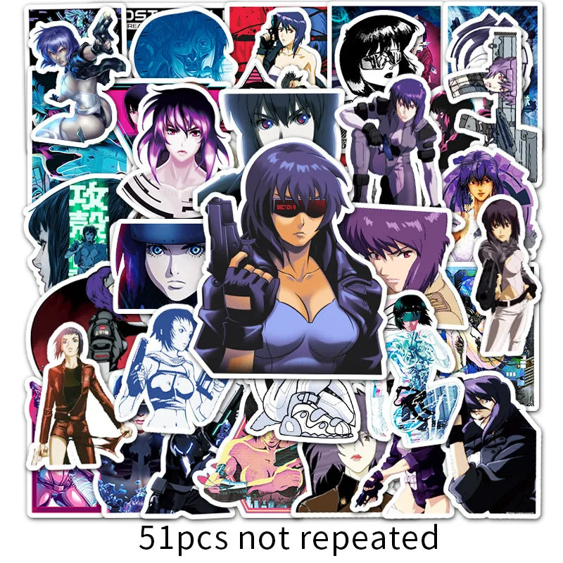 50PCS Anime Ghost In The Shell Cartoon Doodle Sticker Notebook Personality Car Refrigerator Decoration Sticker