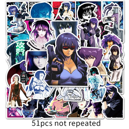 50PCS Anime Ghost In The Shell Cartoon Doodle Sticker Notebook Personality Car Refrigerator Decoration Sticker