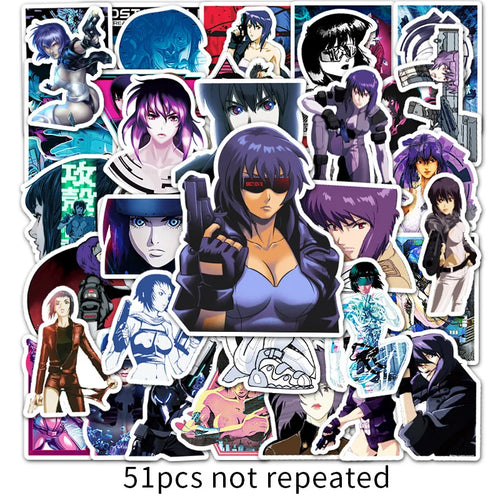 50PCS Anime Ghost In The Shell Cartoon Doodle Sticker Notebook Personality Car Refrigerator Decoration Sticker