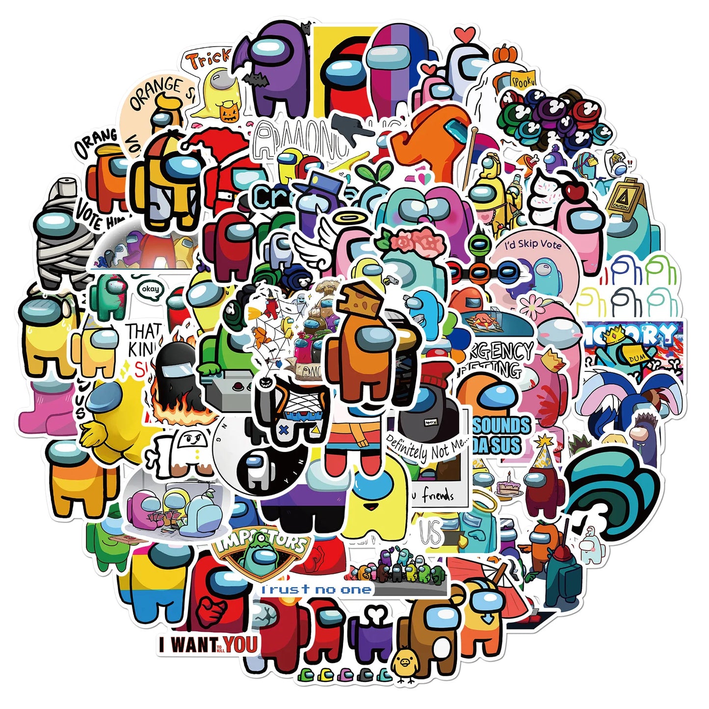 50PCS Games Hot Money Among Us Graffiti Waterproof Sticker Suitcase Notebook Mobile Phone Refrigerator Water Cup