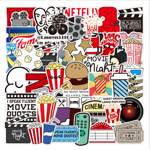 50 pieces of new movie party decoration style graffiti stickers, personalized, fashionable and creative DIY exquisite decorative decal cups, helmets, skateboard popular stickers