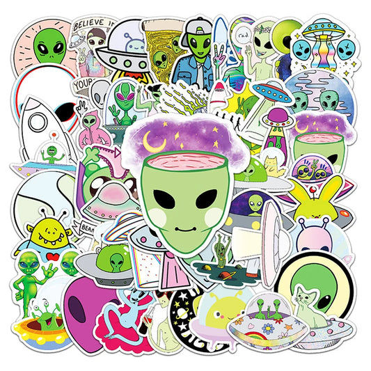 50PCS Alien Graffiti Stickers Cartoon UFO Children Stickers DIY Skateboard Water Cup Luggage Stickers