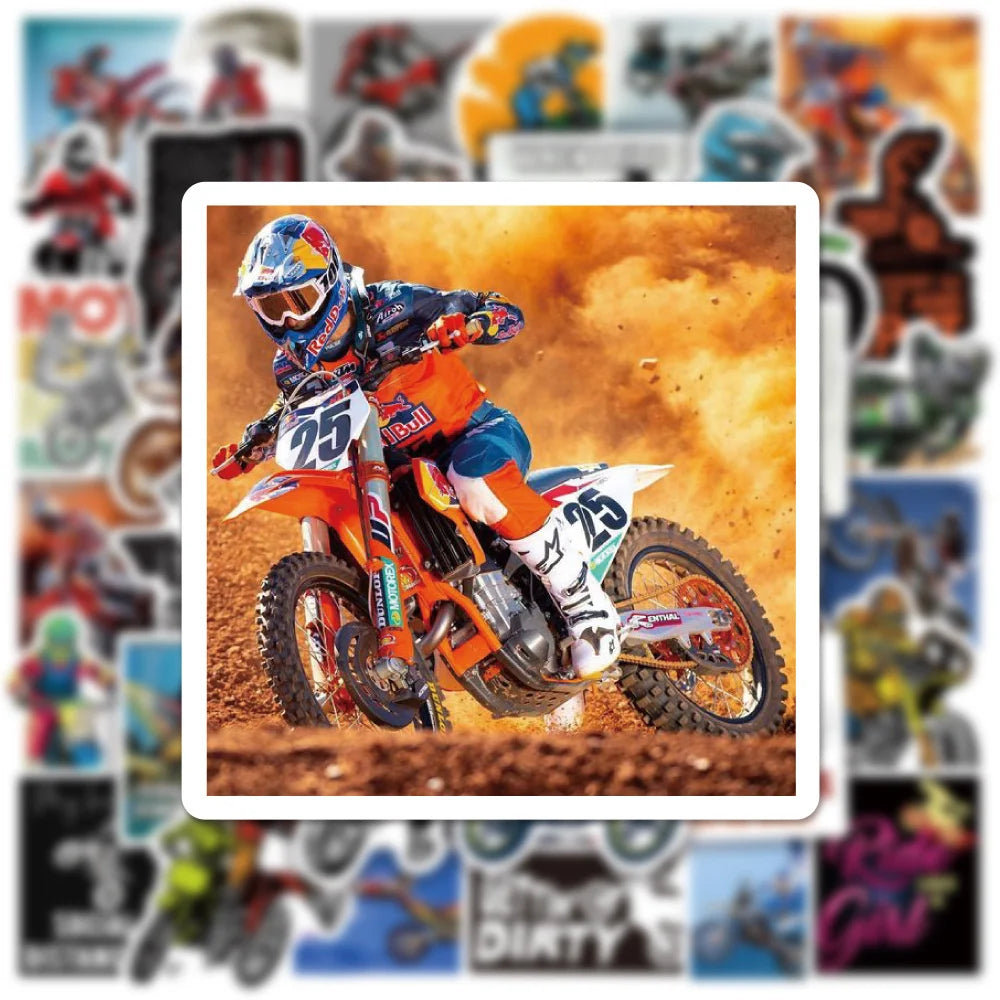 50PCS Dirt Bike Extreme Motorcycle Graffiti Stickers Water Cup Luggage Laptop Scooter Motorcycle