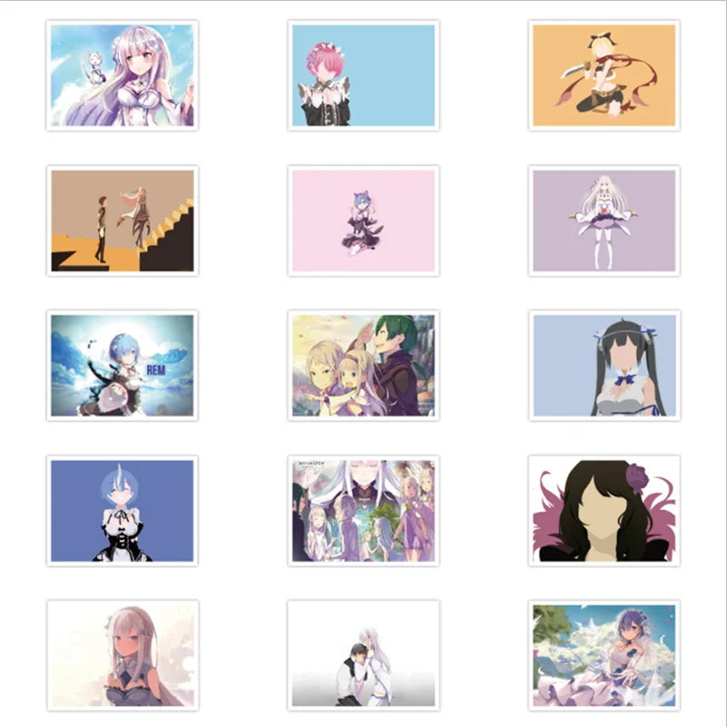 50PCS Art Illustration Popular Creative Cartoon Japanese Anime From Scratch in A Different World Life Cute Reimu Series