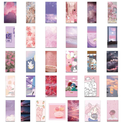 62PCS Ins Cute Pink Girl Heart Personality Decoration Graffiti Waterproof Sticker Notebook RefrigeratorSkateboard