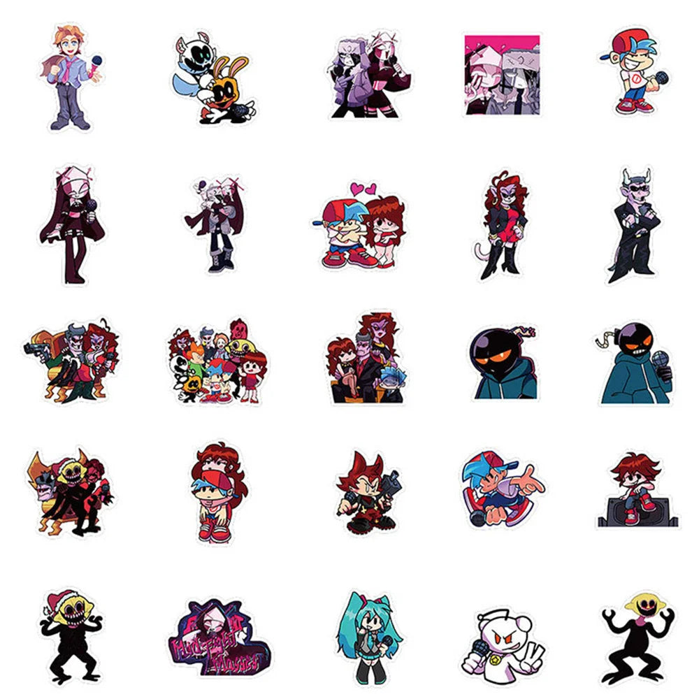 50PCS Friday Night Funkin Game Graffiti Waterproof Sticker Suitcase Notebook Refrigerator SkateboardStationeryBox