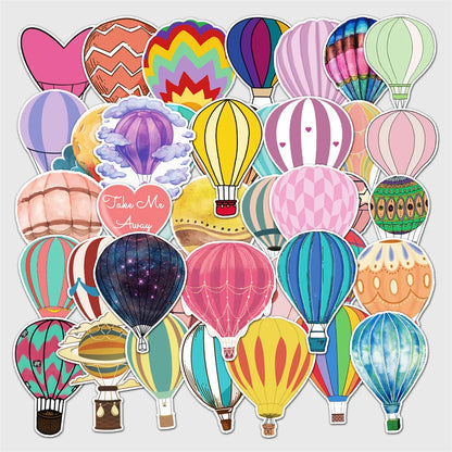 50PCS Hot Air Balloon Graffiti Stickers Personality Cartoon Fresh Children's Scooter Luggage Stationery Stickers