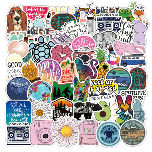 50PCS Cartoon Multicolor Fresh Style Graffiti Stickers Exquisite Fashion Creative DIY Journal Decorative Decals Suitable for Mugs, Helmets, Skateboards, and Stationery Cases