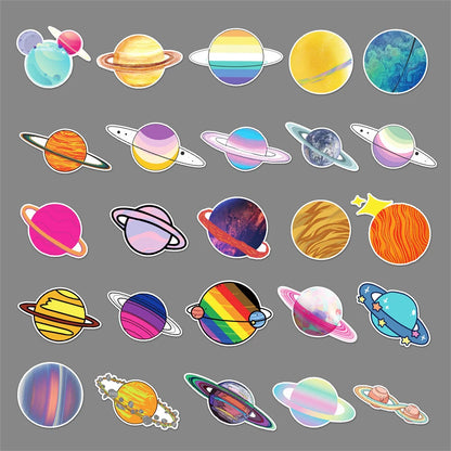 50PCS Trendy Cartoon Galaxy Personality DIY Planet Graffiti Decoration Suitcase Guitar Waterproof Sticker